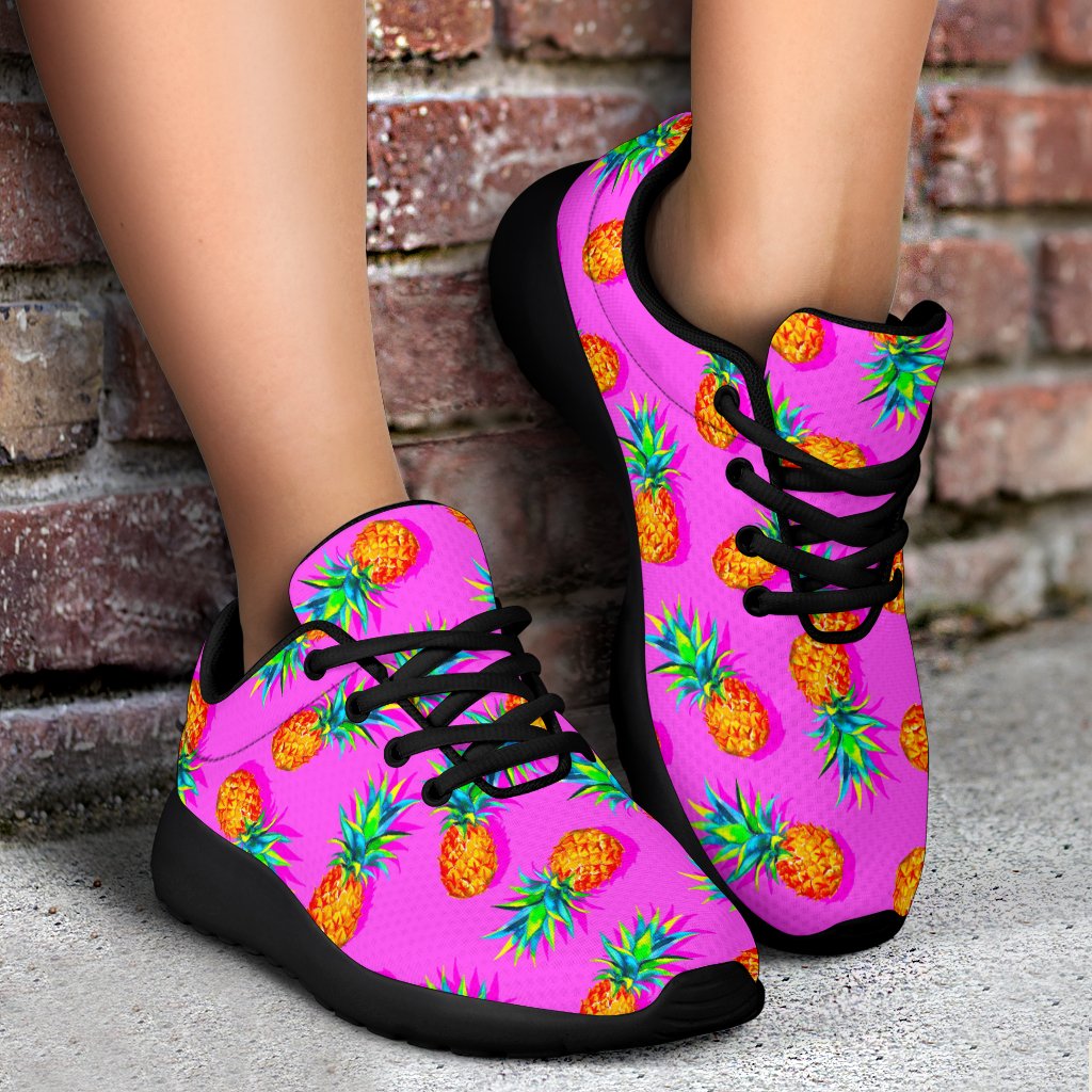 Hot Pink Pineapple Pattern Print Sport Shoes GearFrost