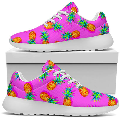 Hot Pink Pineapple Pattern Print Sport Shoes GearFrost