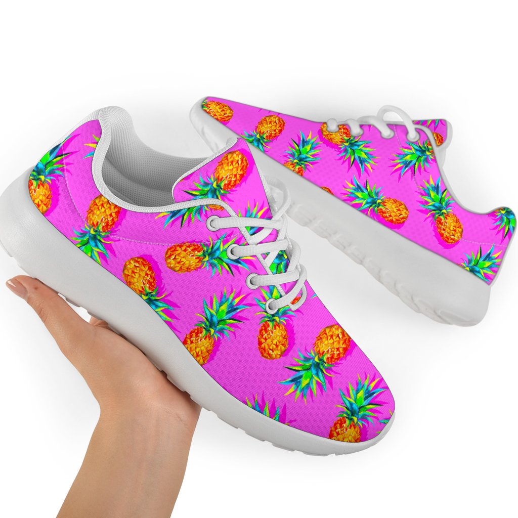 Hot Pink Pineapple Pattern Print Sport Shoes GearFrost