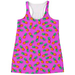 Hot Pink Pineapple Pattern Print Women's Racerback Tank Top