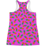 Hot Pink Pineapple Pattern Print Women's Racerback Tank Top