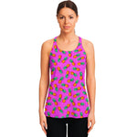 Hot Pink Pineapple Pattern Print Women's Racerback Tank Top