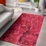 Hot Pink Rose Print Area Rug