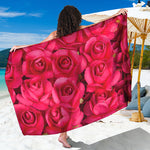 Hot Pink Rose Print Beach Sarong Wrap