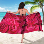 Hot Pink Rose Print Beach Sarong Wrap