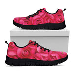Hot Pink Rose Print Black Sneakers