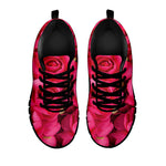 Hot Pink Rose Print Black Sneakers