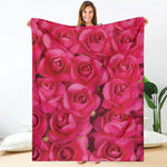 Hot Pink Rose Print Blanket