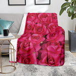 Hot Pink Rose Print Blanket
