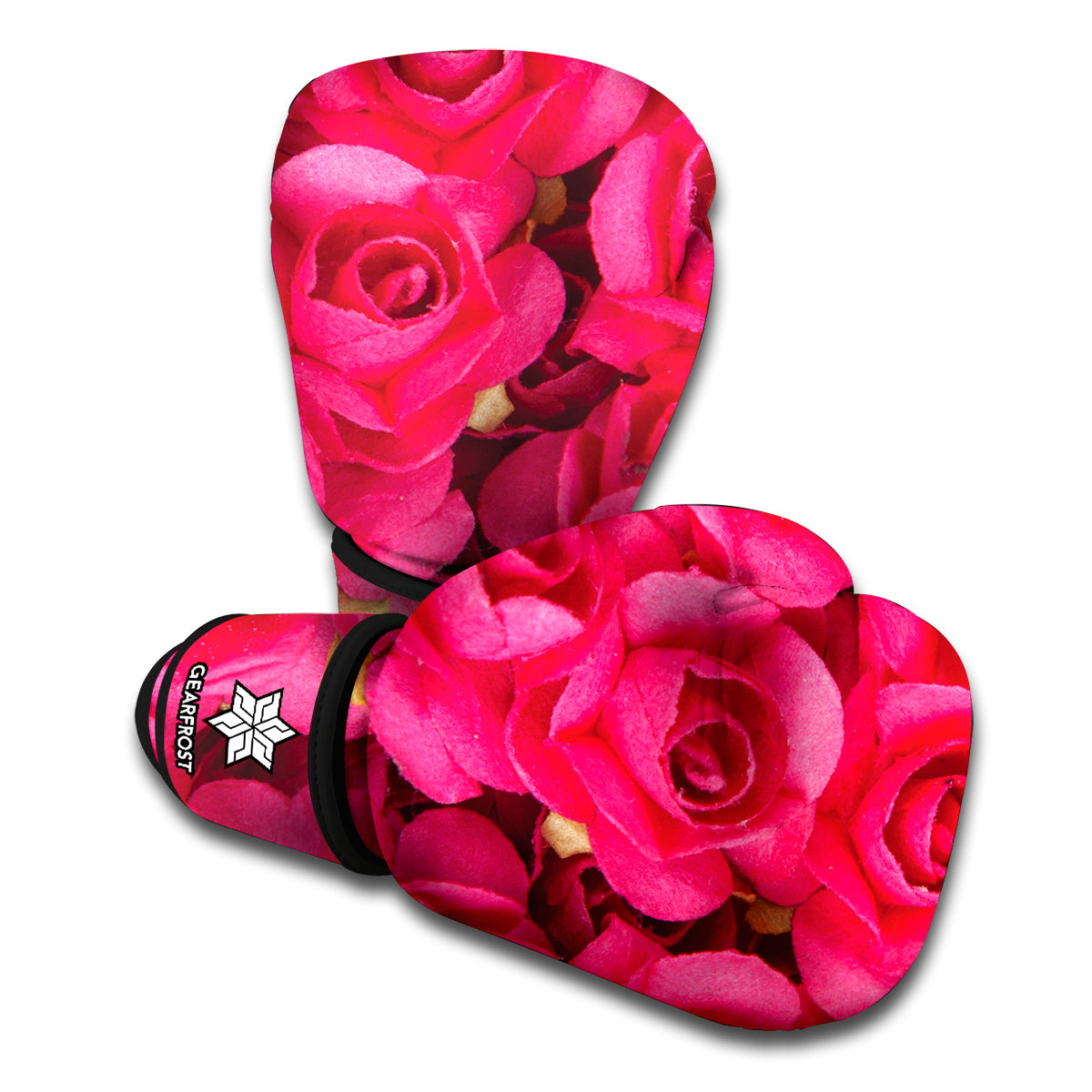 Hot Pink Rose Print Boxing Gloves