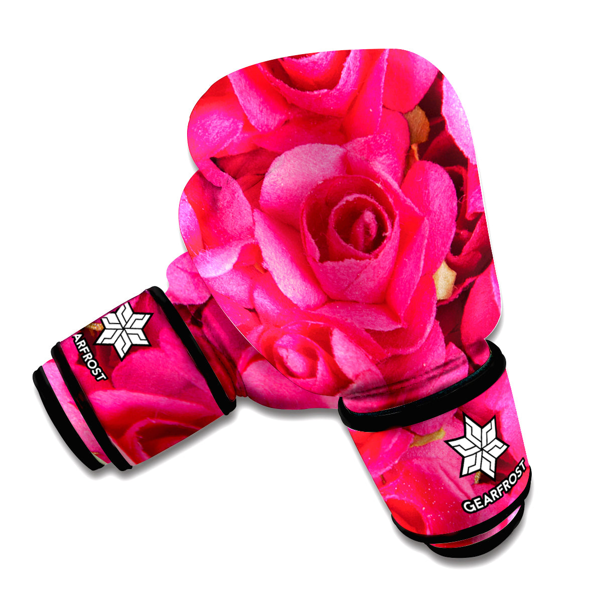 Hot Pink Rose Print Boxing Gloves