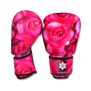 Hot Pink Rose Print Boxing Gloves