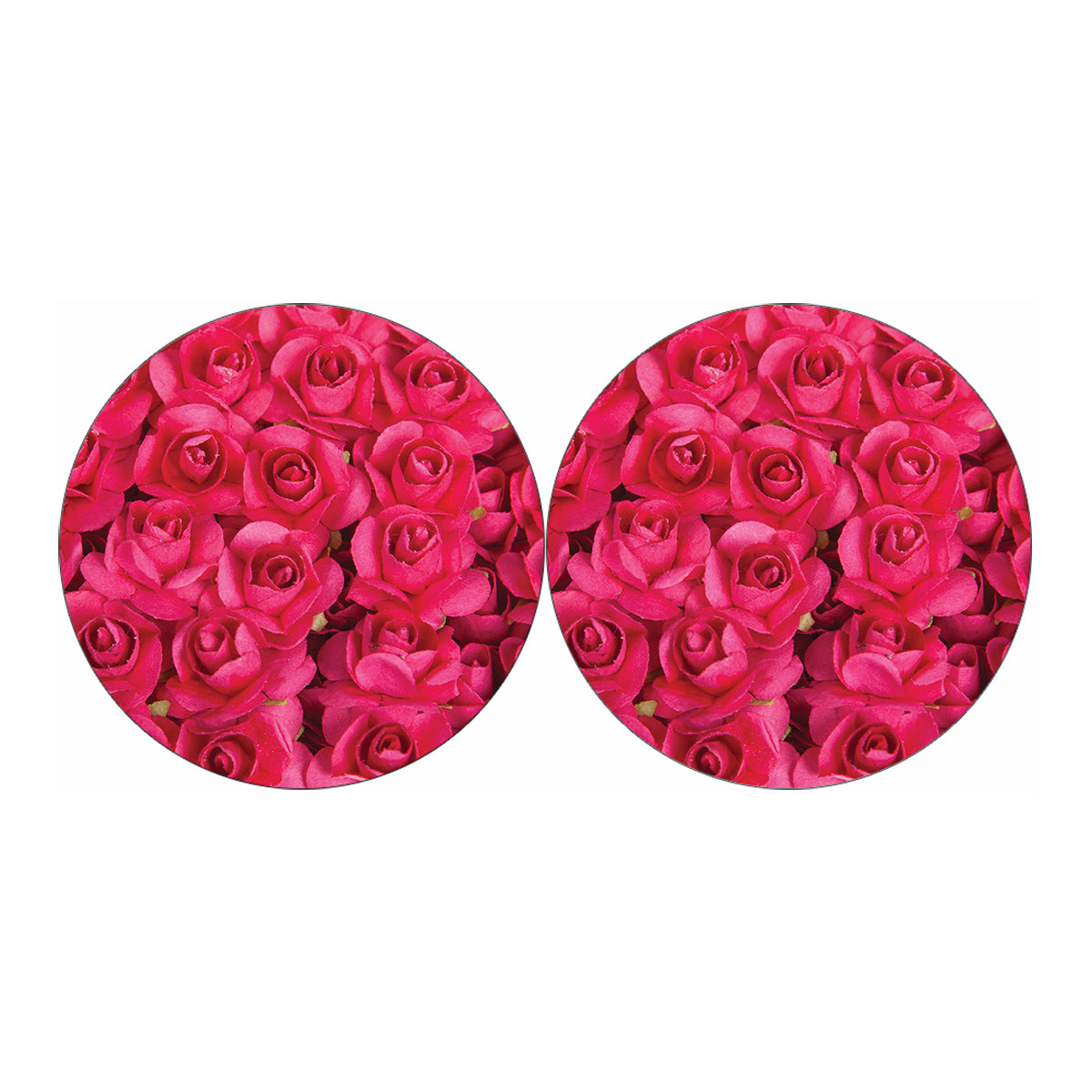 Hot Pink Rose Print Car Coasters