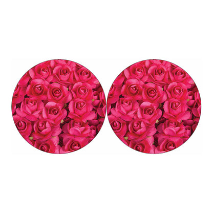 Hot Pink Rose Print Car Coasters