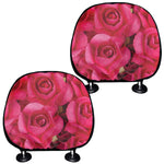 Hot Pink Rose Print Car Headrest Covers