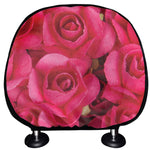 Hot Pink Rose Print Car Headrest Covers