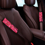 Hot Pink Rose Print Car Seat Belt Covers