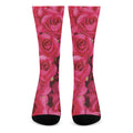 Hot Pink Rose Print Crew Socks