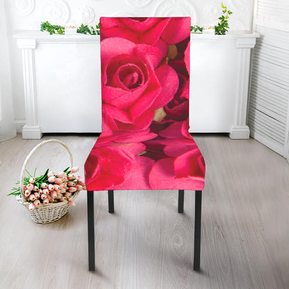 Hot Pink Rose Print Dining Chair Slipcover