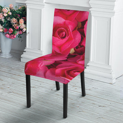 Hot Pink Rose Print Dining Chair Slipcover
