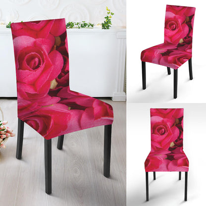 Hot Pink Rose Print Dining Chair Slipcover