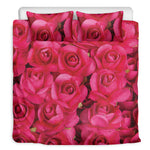 Hot Pink Rose Print Duvet Cover Bedding Set