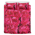 Hot Pink Rose Print Duvet Cover Bedding Set