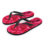 Hot Pink Rose Print Flip Flops