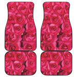 Hot Pink Rose Print Front and Back Car Floor Mats