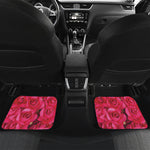 Hot Pink Rose Print Front and Back Car Floor Mats