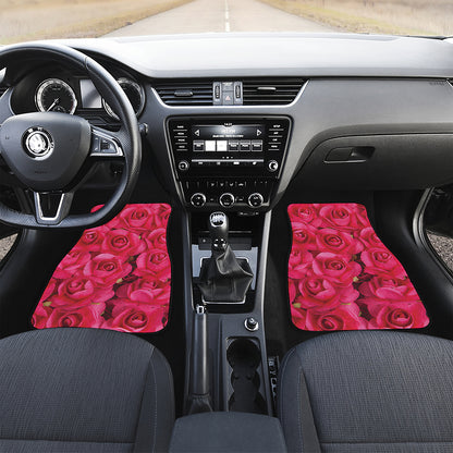 Hot Pink Rose Print Front Car Floor Mats
