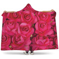 Hot Pink Rose Print Hooded Blanket