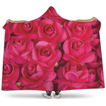 Hot Pink Rose Print Hooded Blanket