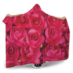 Hot Pink Rose Print Hooded Blanket