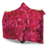 Hot Pink Rose Print Hooded Blanket