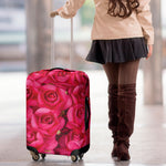 Hot Pink Rose Print Luggage Cover