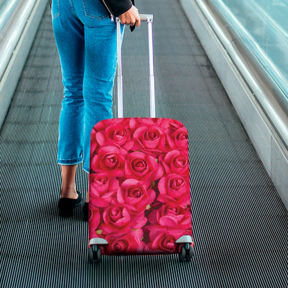 Hot Pink Rose Print Luggage Cover