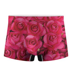 Hot Pink Rose Print Men's Boxer Briefs