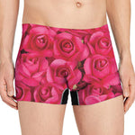 Hot Pink Rose Print Men's Boxer Briefs