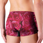 Hot Pink Rose Print Men's Boxer Briefs