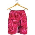 Hot Pink Rose Print Men's Shorts