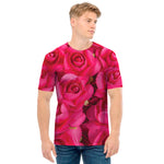 Hot Pink Rose Print Men's T-Shirt