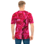 Hot Pink Rose Print Men's T-Shirt