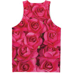 Hot Pink Rose Print Men's Tank Top