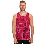 Hot Pink Rose Print Men's Tank Top