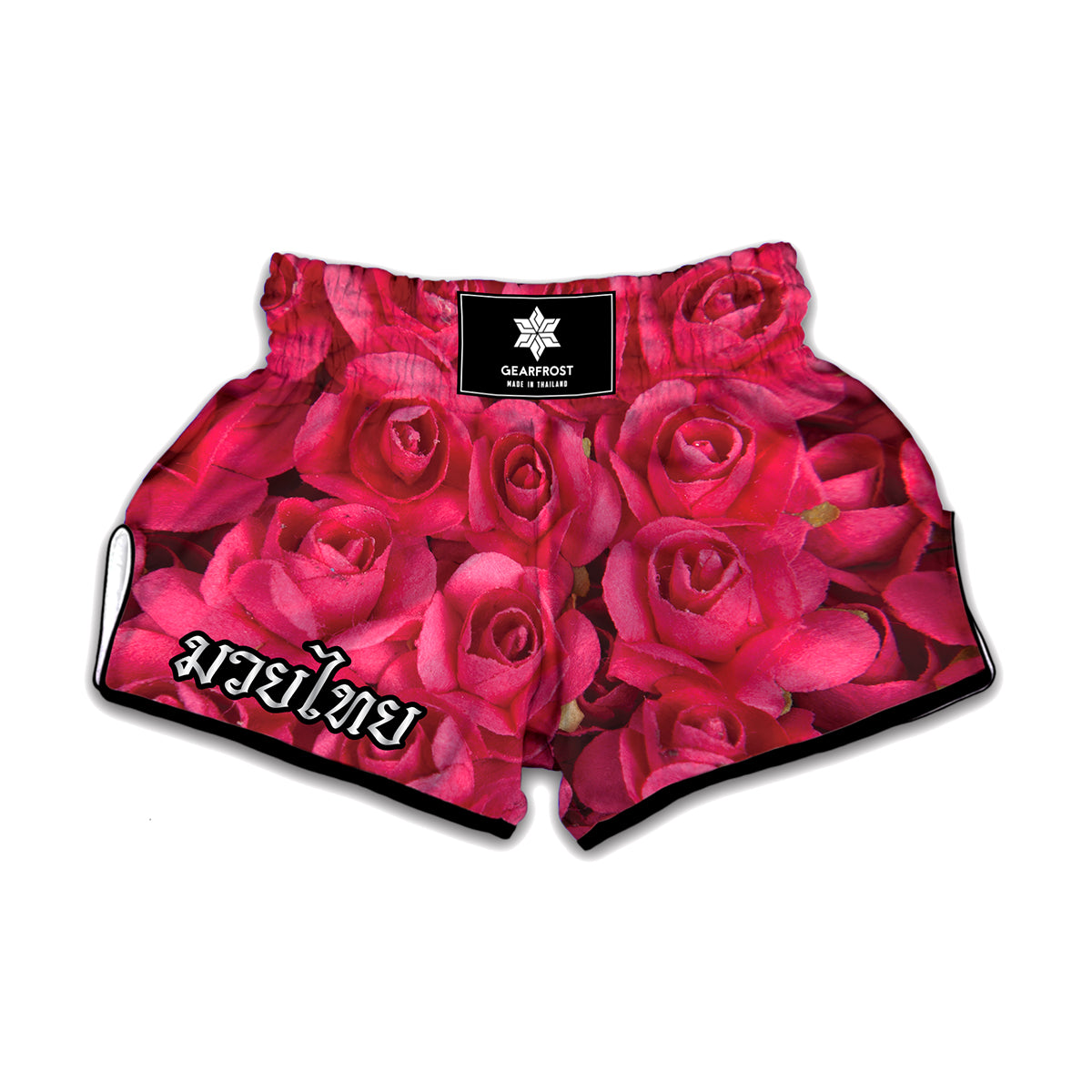 Hot Pink Rose Print Muay Thai Boxing Shorts