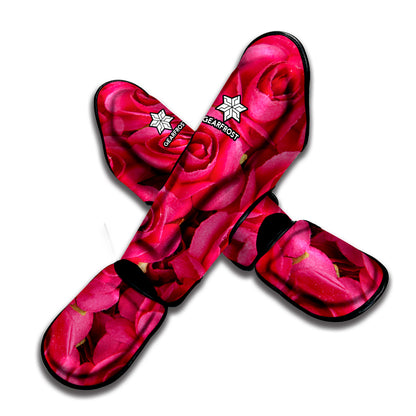 Hot Pink Rose Print Muay Thai Shin Guard