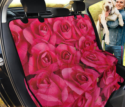Hot Pink Rose Print Pet Car Back Seat Cover