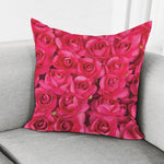 Hot Pink Rose Print Pillow Cover