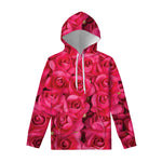 Hot Pink Rose Print Pullover Hoodie